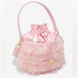 WICKED Glinda Her Universe Pink Satin and Lace Butterfly Ruffled Gown Purse NEW